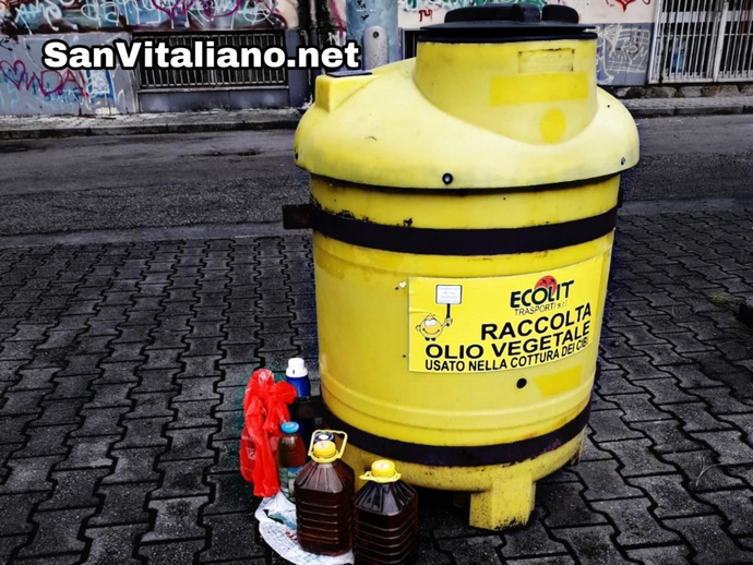 San Vitaliano, olio lasciato nelle taniche e non versato nel bidone comunale: sapete che fine fa ?