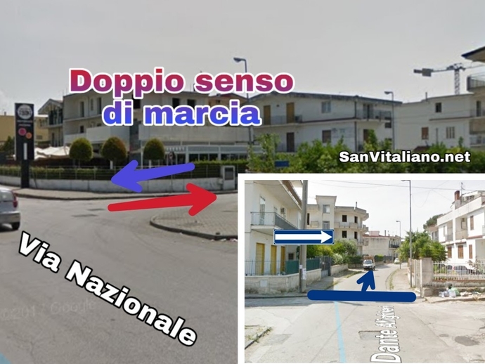 Nuovi sensi unici a San Vitaliano, Attenzione : parte di Via Dante a doppio senso di marcia