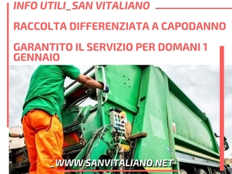 San Vitaliano, garantito il servizio di raccolta differenziata per domani 1 Gennaio
